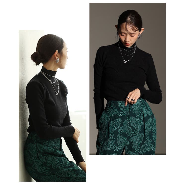 ブラック | ベーシックが着こなしやすいハイネックニットトップス レディース ファッション | Sawa a la mode