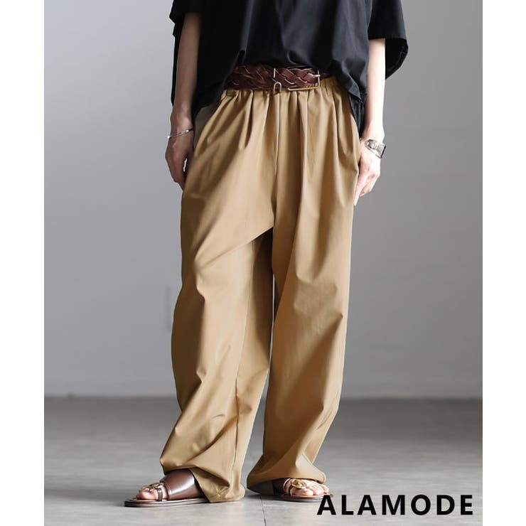 ベージュ | ラクしてサマになるウエストタックカーブパンツ レディース パンツ | Sawa a la mode