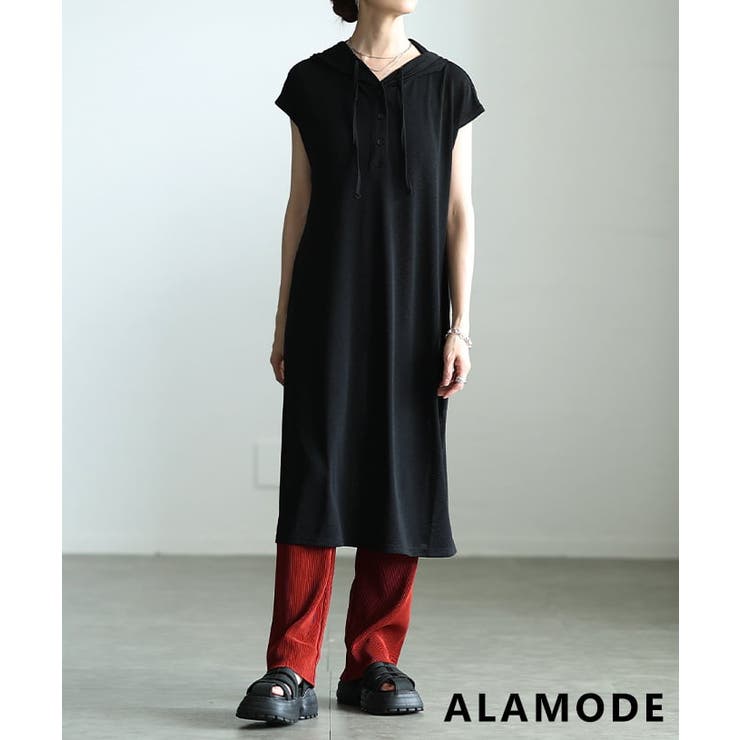 ブラック | 楽して決まるフーディデザインロングワンピース レディース ワンピース | Sawa a la mode