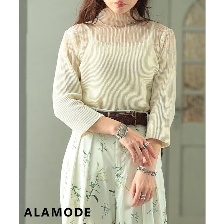アイボリー | 透けて魅せるシアーサマーニットトップス レディース トップス | Sawa a la mode