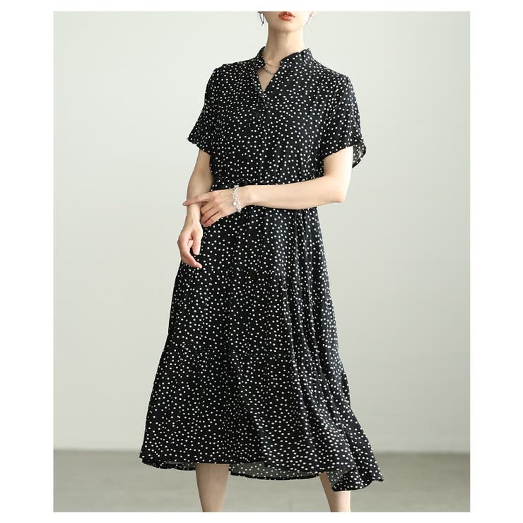 ドット | 選べるデザインベルト付きティアードシャツワンピース レディース ファッション | Sawa a la mode