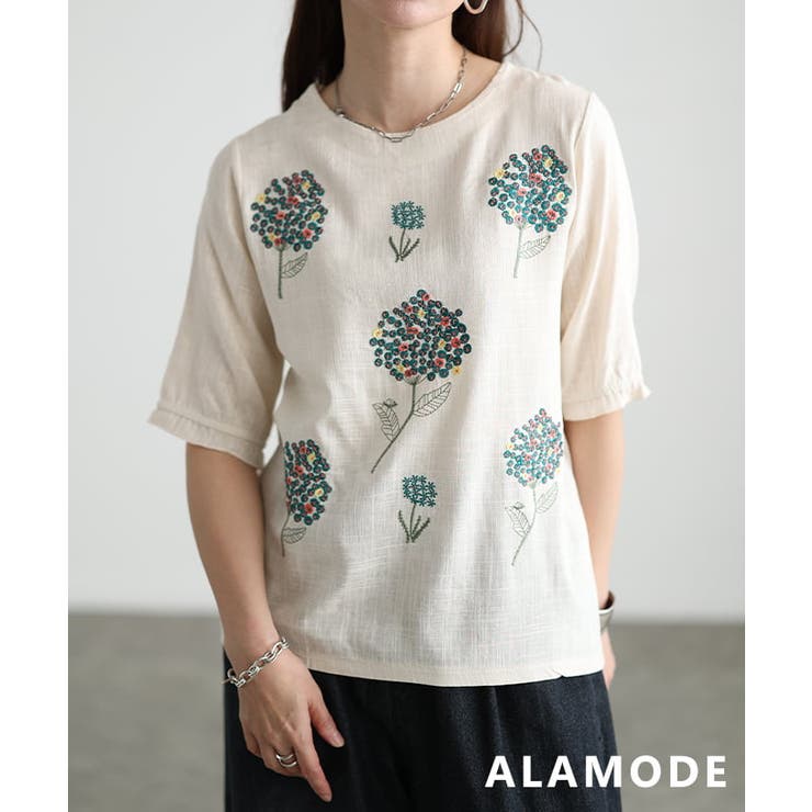 アイボリー | 自然体で着映える花刺繍ナチュラルブラウス レディース トップス | Sawa a la mode