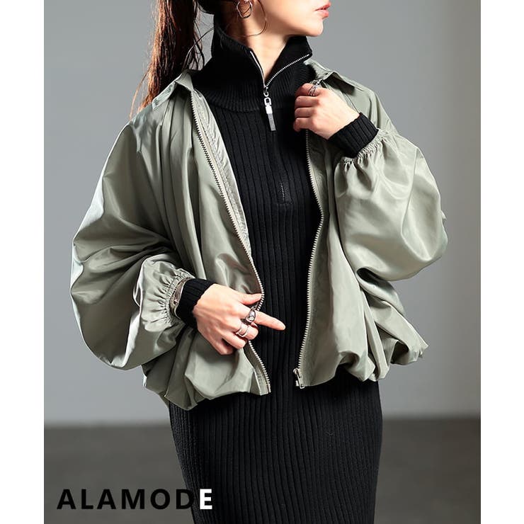 カーキ | 丸みで魅せるコットンバルーンドルマンブルゾン レディース アウター | Sawa a la mode