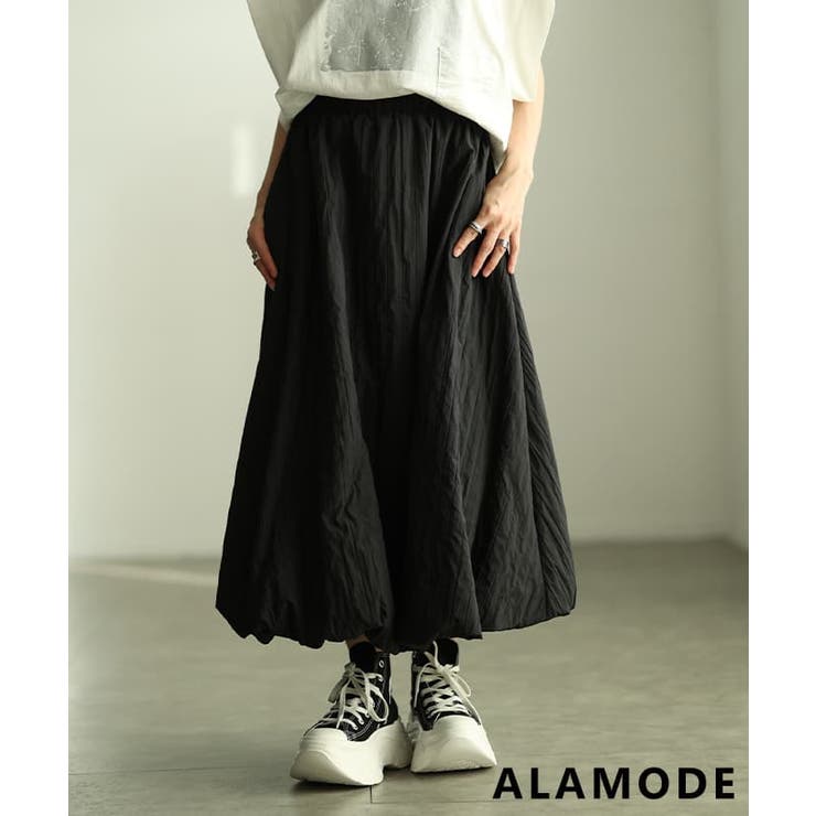 ブラック | 揺れ感で魅せるバルーンロングスカート レディース ボトムス | Sawa a la mode