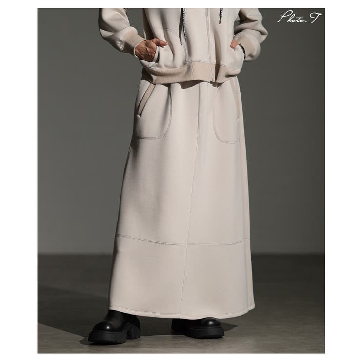 ベージュ | 「リラクシー×きれい見え」ポケット付きステッチデザインスカート レディース ファ… | Sawa a la mode