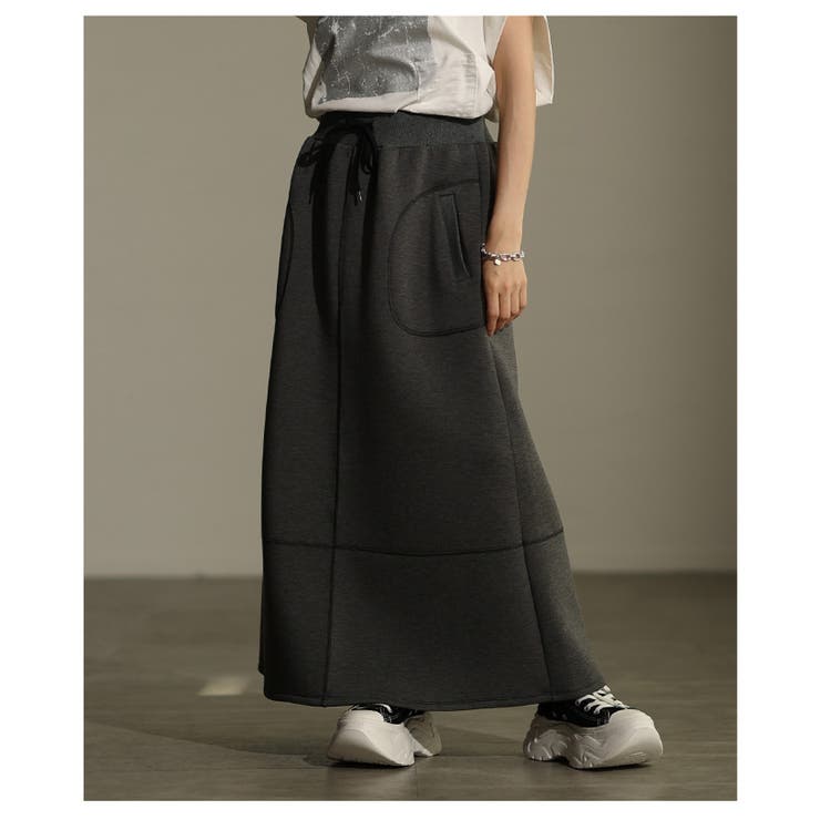 チャコール | 「リラクシー×きれい見え」ポケット付きステッチデザインスカート レディース ファ… | Sawa a la mode