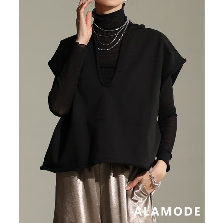 ブラック | プラスワンで即オシャレが叶うショートレイヤードベスト レディース トップス | Sawa a la mode