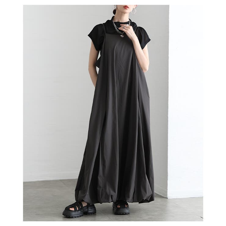 チャコール | シルエットで魅せるバルーンキャミソールワンピース レディース ファッション | Sawa a la mode