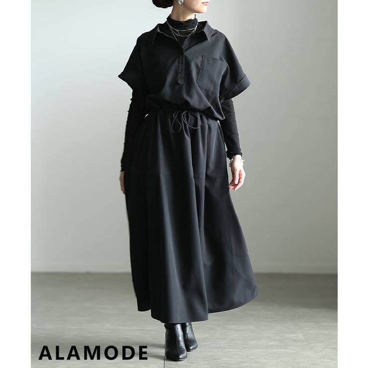 ブラック | こなれ感をつくるスキッパードロストシャツワンピース レディース ワンピース | Sawa a la mode