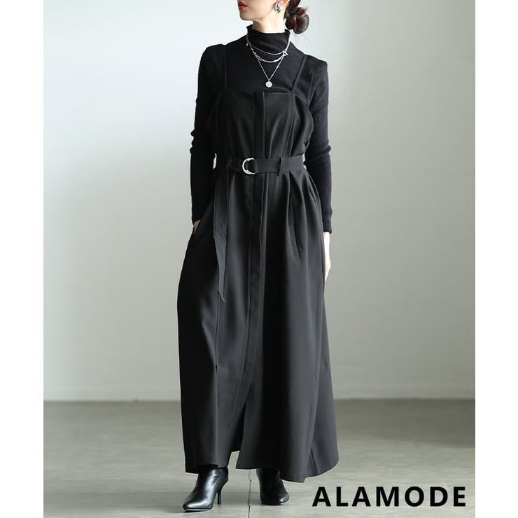 ブラック | モードな空気を纏うベアトップ風キャミワンピース レディース ワンピース | Sawa a la mode