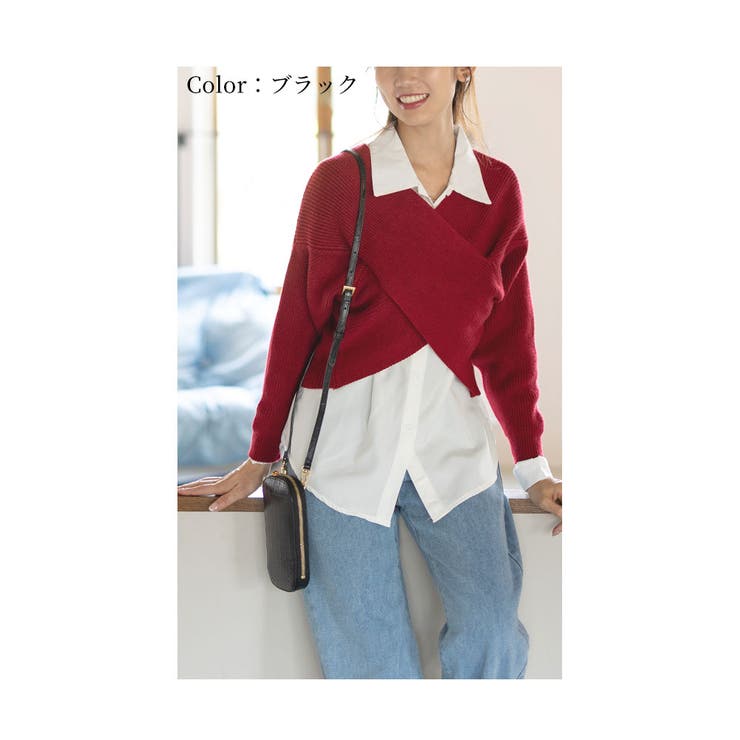 ブラック | カードスロットホルダー付きクロコ革フォンショルダー レディース ファッション | Sawa a la mode