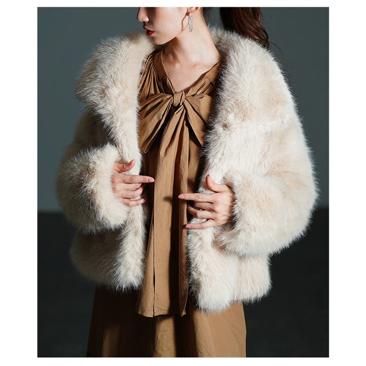 ベージュ | 羽織るだけで雰囲気が上がるフェイクファージャケット レディース ファッション | Sawa a la mode