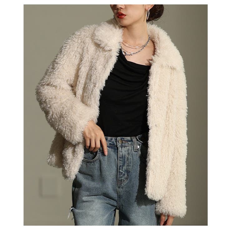 アイボリー | 心まで温まるプードルフェイクファージャケット レディース ファッション | Sawa a la mode
