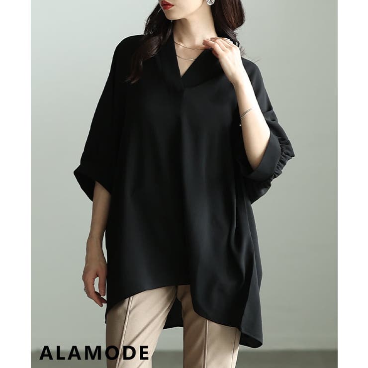 ブラック | 品よく整う接触冷感スキッパーシャツトップス レディース トップス | Sawa a la mode