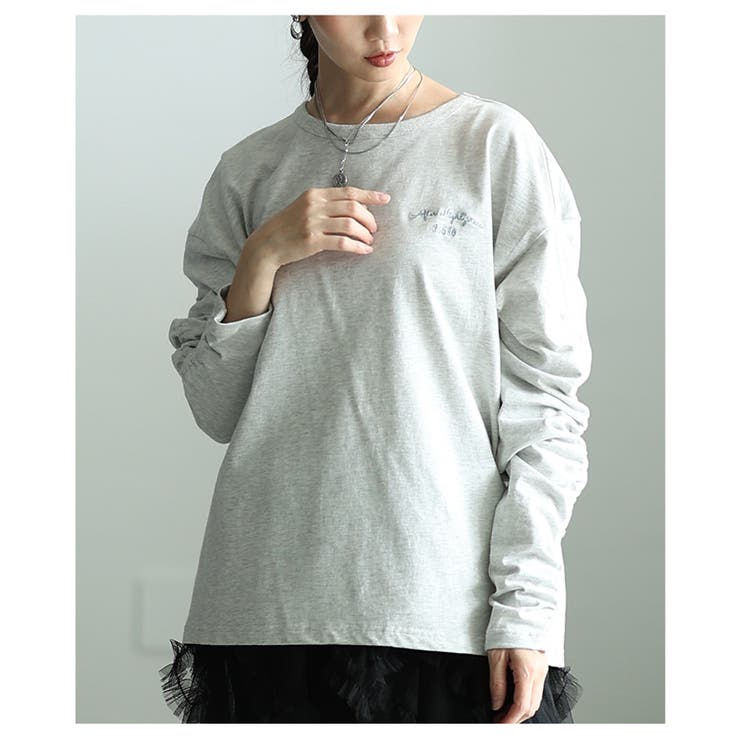 杢グレー | 毎日着たくなるシャーリングスリーブコットンロンT レディース ファッション | Sawa a la mode