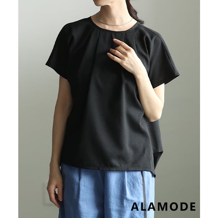 ブラック | シルエットで差がつくタックデザインブラウス レディース トップス | Sawa a la mode