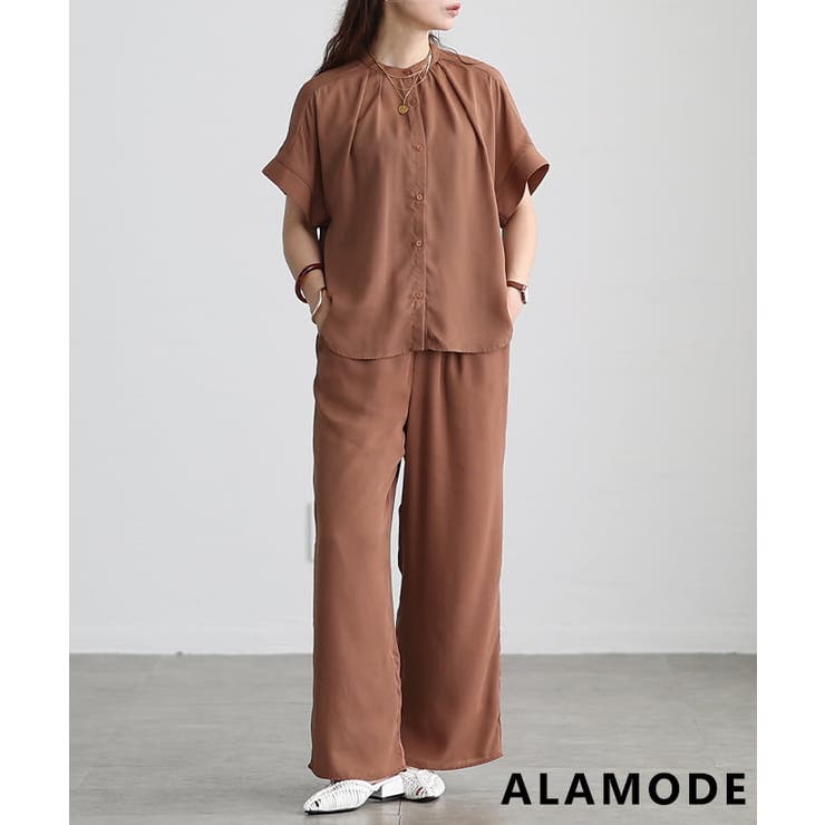 キャメル | ゆったり軽やか纏うジョーゼットセットアップ レディース ブラウス | Sawa a la mode