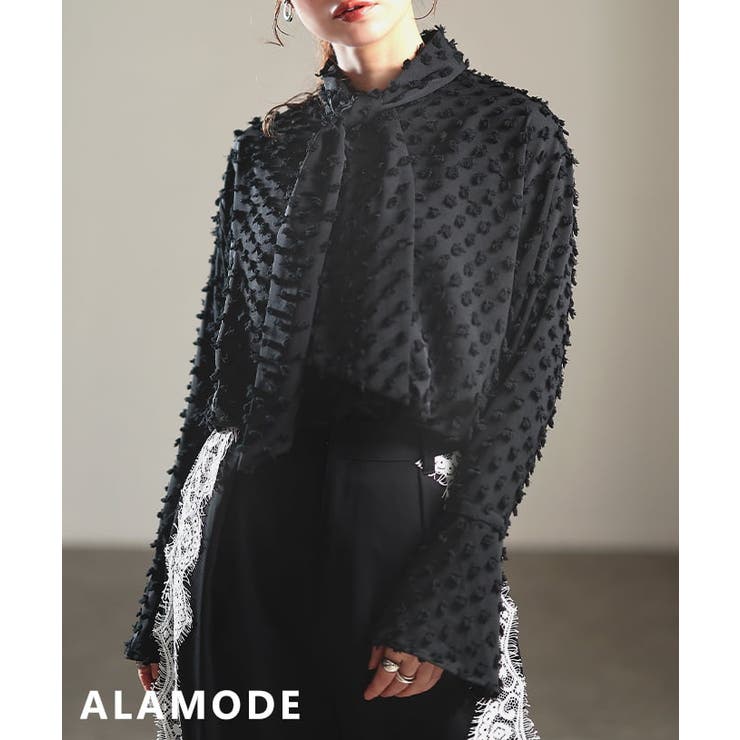 ブラック | 質感で差がつくドビータイカラーシャツ レディース トップス | Sawa a la mode