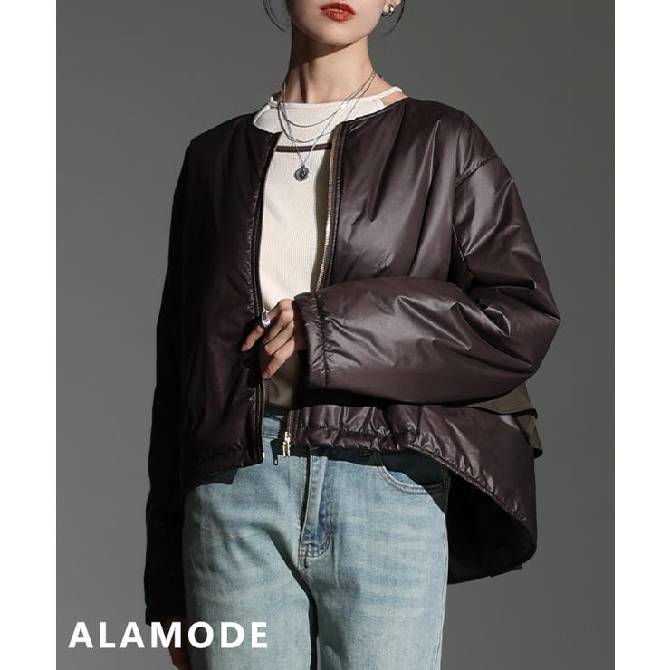 ダークブラウン | 後ろ姿で魅せるバックフレアブルゾン レディース アウター | Sawa a la mode