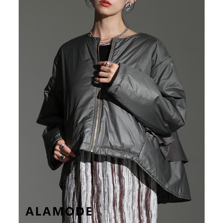 グレー | 後ろ姿で魅せるバックフレアブルゾン レディース アウター | Sawa a la mode