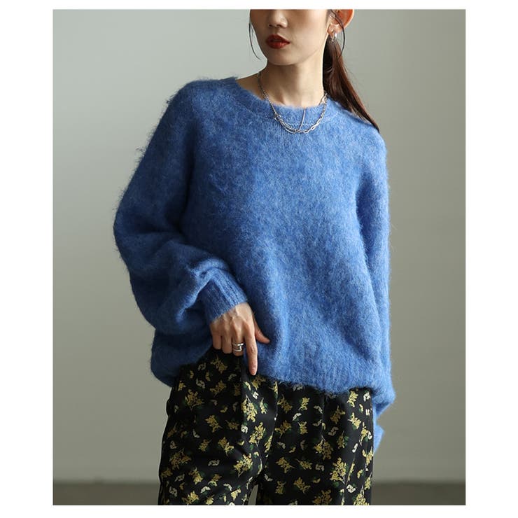 ブルー | 気分華やぐソフトシャギーショートニットプルオーバー レディース ファッション | Sawa a la mode