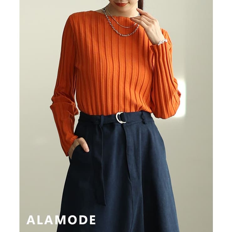 オレンジ | すっきり美シルエットワイドリブプルオーバー レディース トップス | Sawa a la mode