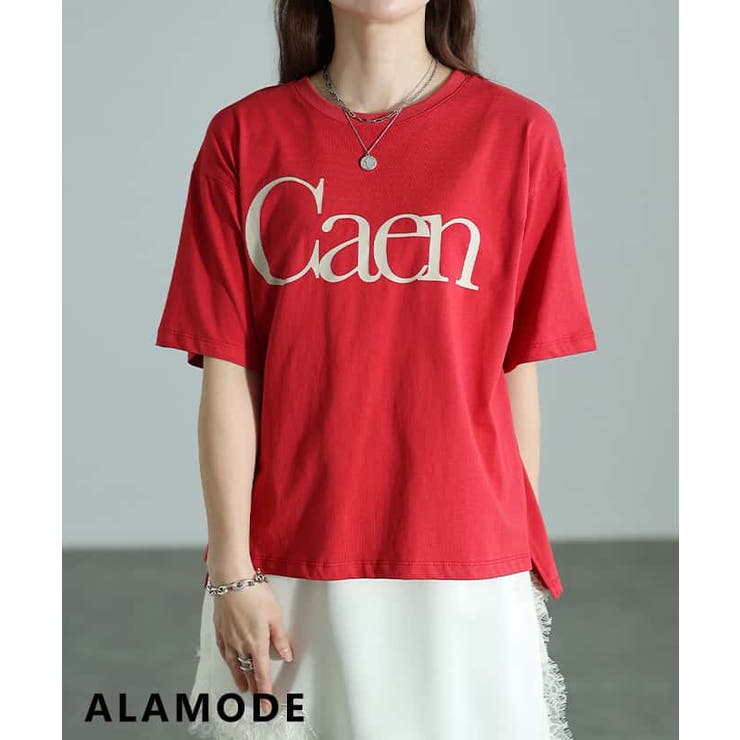 レッド | デイリーに頼れるロゴプリントTシャツ レディース トップス | Sawa a la mode