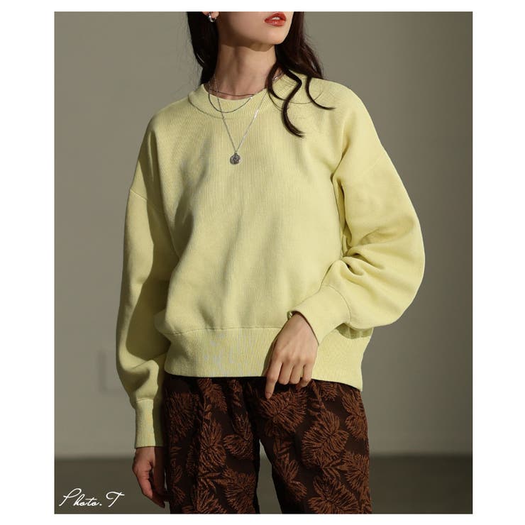 イエロー | 毎日着たくなるスウェットライクニットプルオーバー レディース ファッション | Sawa a la mode