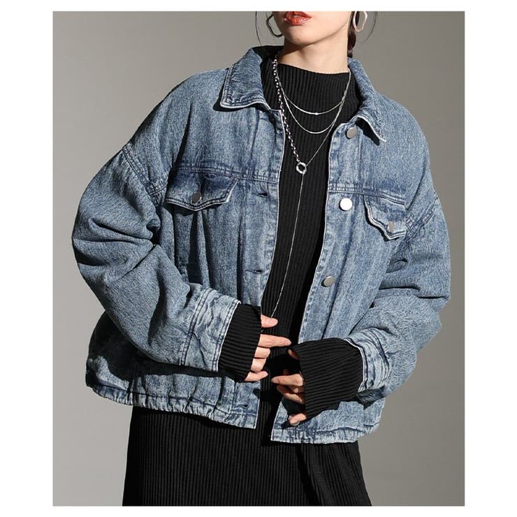 ブルー | 秋冬の新定番になるヴィンテージライク中綿デニムジャケット レディース ファッション | Sawa a la mode