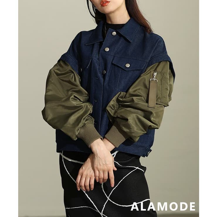 ワンウォッシュ | 羽織るだけで差がつくデニム×MA 1ドッキングGジャン レディース | Sawa a la mode