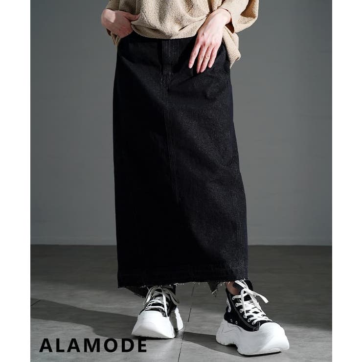 ブラック | 後ろ姿で差がつくバックフレアヘムデニムスカート レディース ボトムス | Sawa a la mode