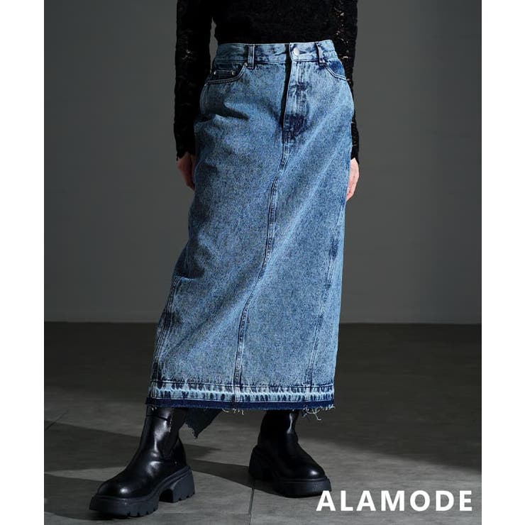 ブルー | 後ろ姿で差がつくバックフレアヘムデニムスカート レディース ボトムス | Sawa a la mode