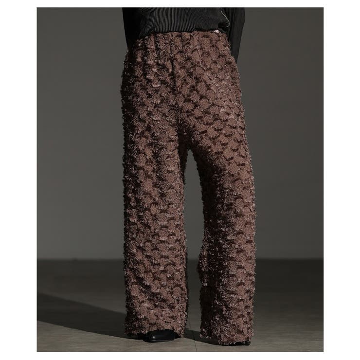 ブラウン | モードな個性を放つ立体フリンジワイドストレートパンツ レディース ファッション | Sawa a la mode