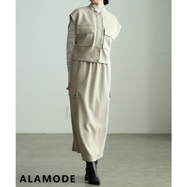 アイボリー | 着るだけで整う大人のベスト＆スカートセットアップ レディース トップス | Sawa a la mode