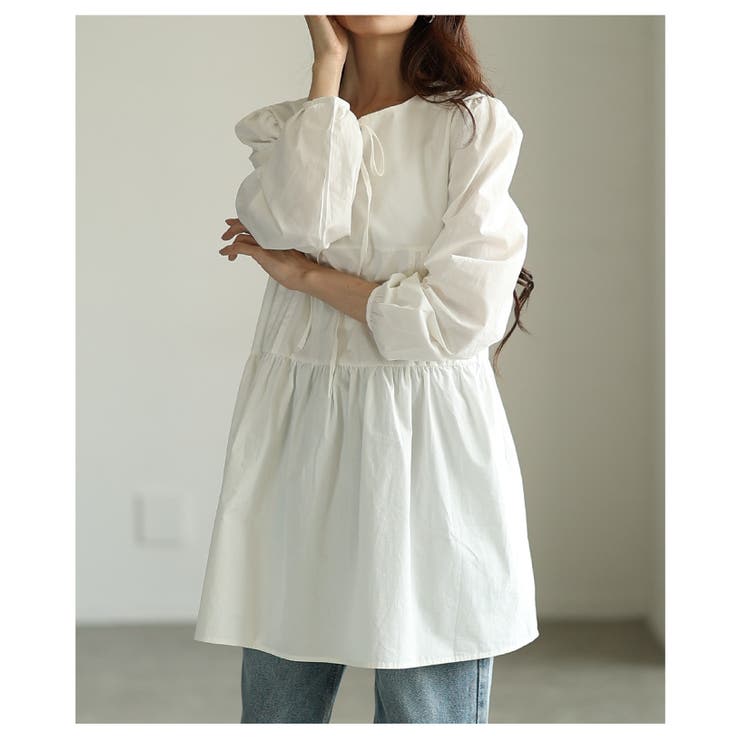 ホワイト | 大人ガーリーに着こなせるコットンティアードチュニック レディース ファッション | Sawa a la mode