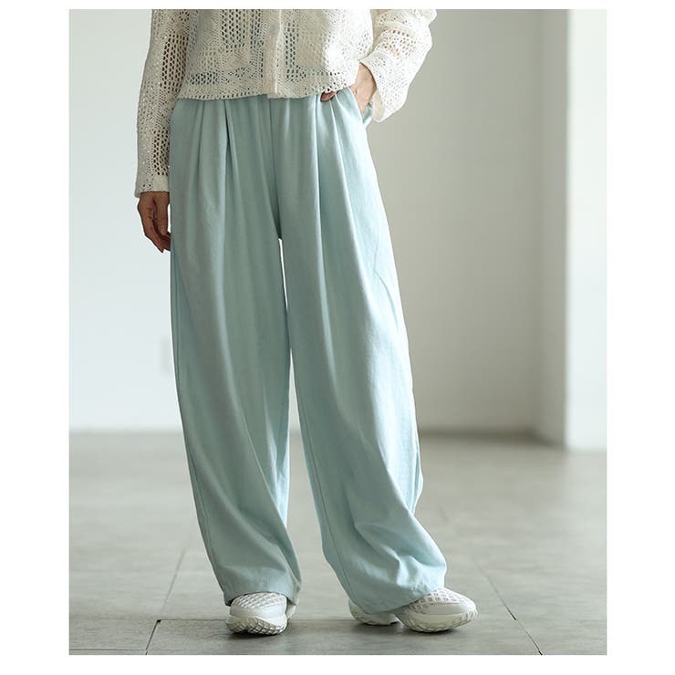 ブルー | 自分サイズが見つかるタックワイドパンツ レディース ファッション | Sawa a la mode