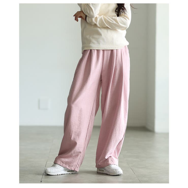 ピンク | 自分サイズが見つかるタックワイドパンツ レディース ファッション | Sawa a la mode