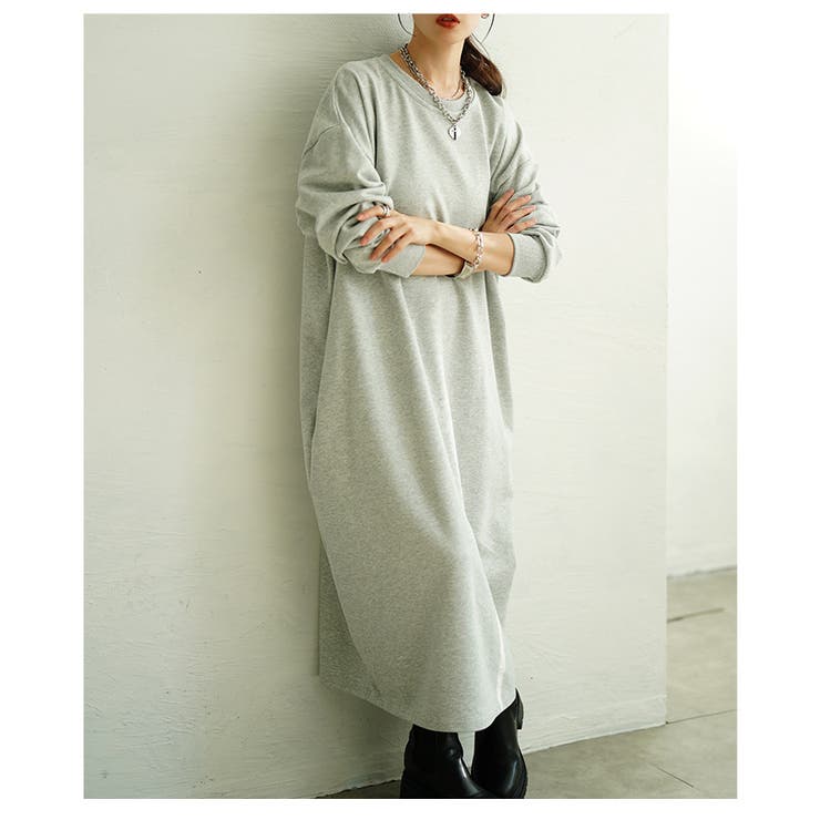 グレー | 毎日着たくなるスウェットプルオーバーワンピース レディース ファッション | Sawa a la mode