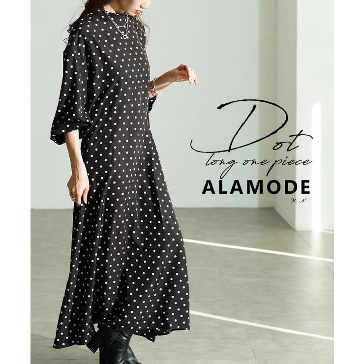 ドット | クラシカルムード漂うドット柄パフスリーブフレアワンピース レディース ファッション | Sawa a la mode