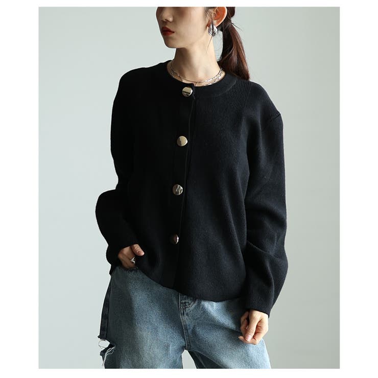 ブラック | 着るだけで美人見えなスポンジニットカーディガン レディース ファッション | Sawa a la mode