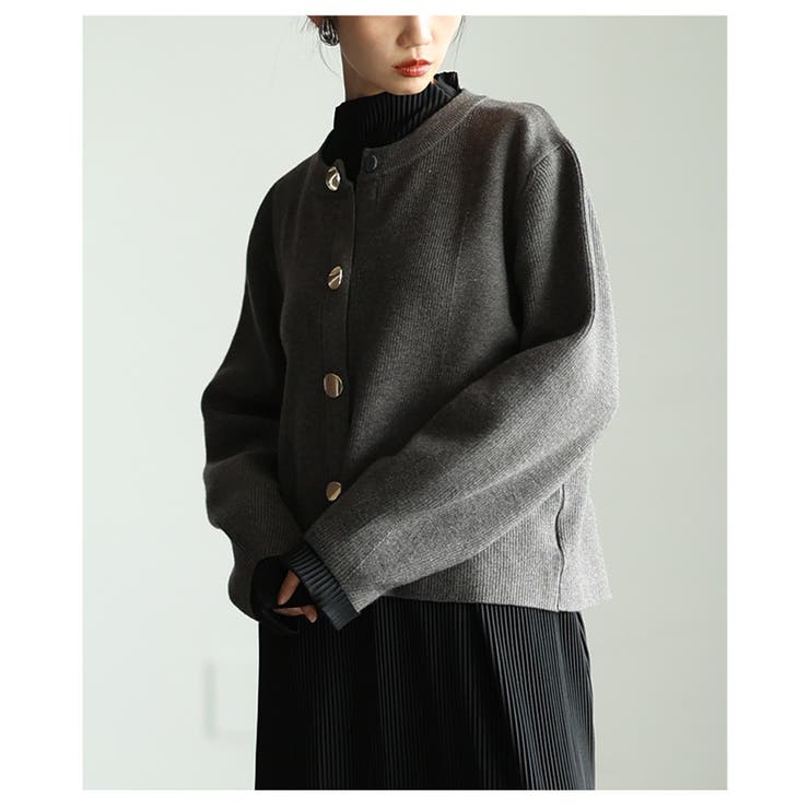 グレー | 着るだけで美人見えなスポンジニットカーディガン レディース ファッション | Sawa a la mode