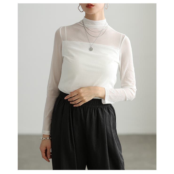 ホワイト | シアーなのに裏起毛で暖かい身頃裏起毛シアートップス レディース ファッション | Sawa a la mode