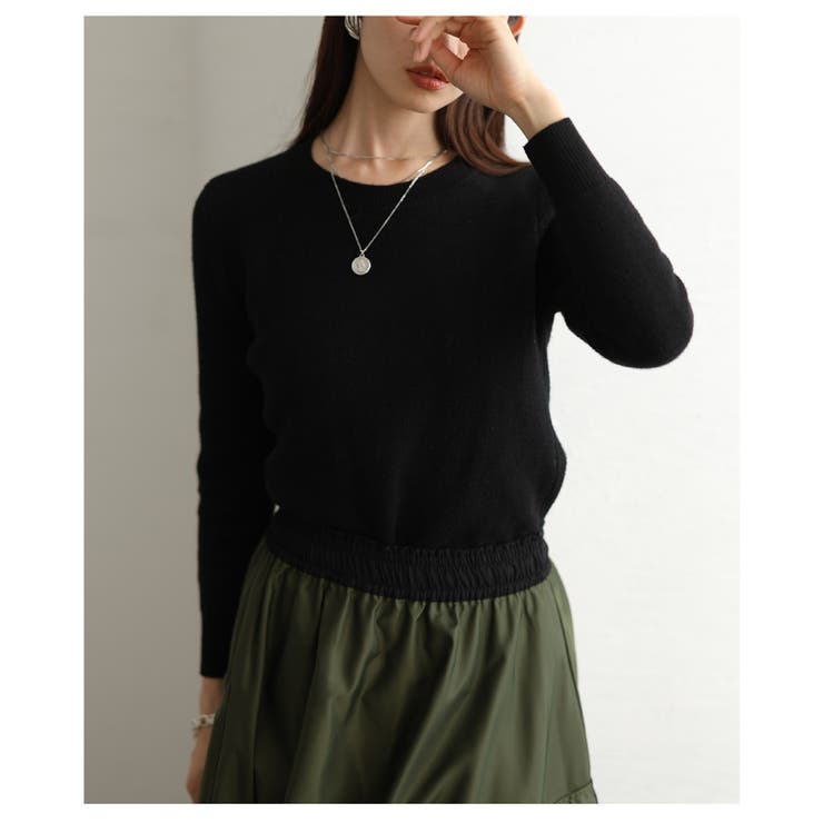 ブラック | 「スッキリ見え×暖かい」裏起毛ニットトップス レディース ファッション | Sawa a la mode