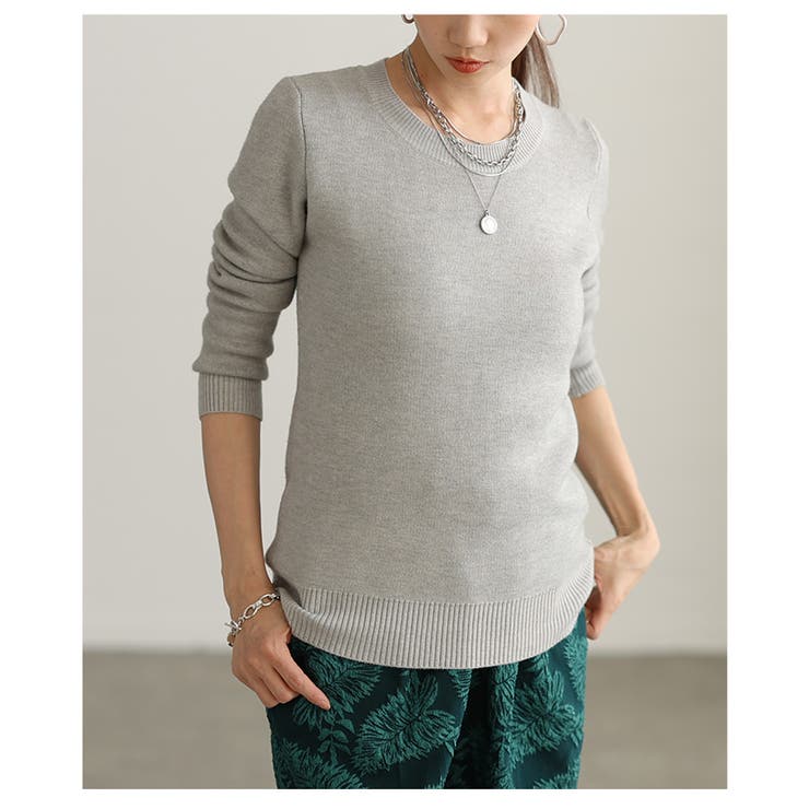 グレー | 「スッキリ見え×暖かい」裏起毛ニットトップス レディース ファッション | Sawa a la mode
