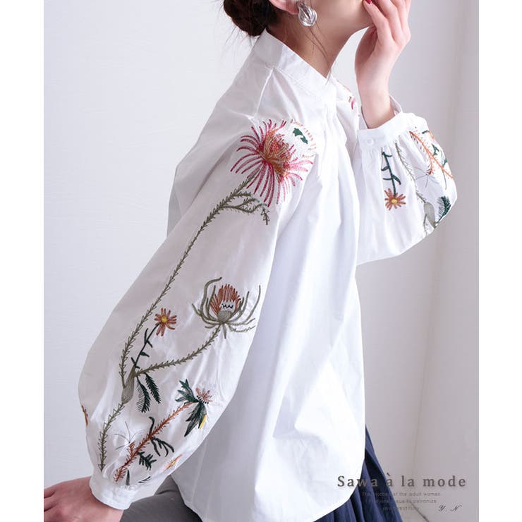 花刺繍ふんわり袖のコットントップス レディース ファッション 品番 Slmw Sawa A La Mode サワアラモード のレディースファッション通販 Shoplist ショップリスト
