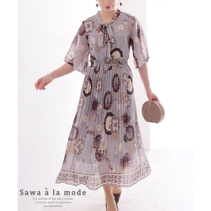 ボウタイリボン付きプリーツワンピース レディース ファッション 品番 Slmw Sawa A La Mode サワアラモード の レディースファッション通販 Shoplist ショップリスト