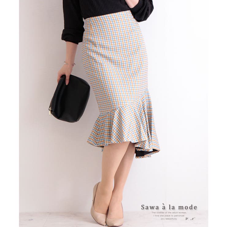 アシンメトリーのチェック柄マーメイドスカート レディース ファッション 品番 Slmw Sawa A La Mode サワアラモード のレディースファッション通販 Shoplist ショップリスト