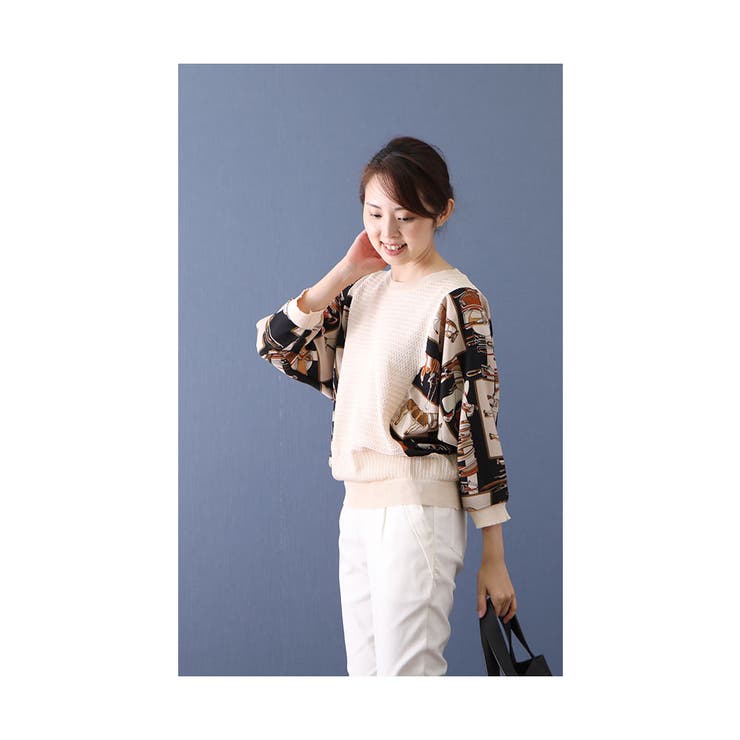 エレガントなスカーフ柄のドルマンニットトップス レディース ファッション 品番 Slmw Sawa A La Mode サワアラモード のレディースファッション通販 Shoplist ショップリスト