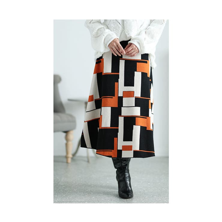 大人モダンなアート模様のニットフレアスカート レディース ファッション[品番：SLMW0010049]｜Sawa a la mode（サワアラモード  ）のレディースファッション通販｜SHOPLIST（ショップリスト）
