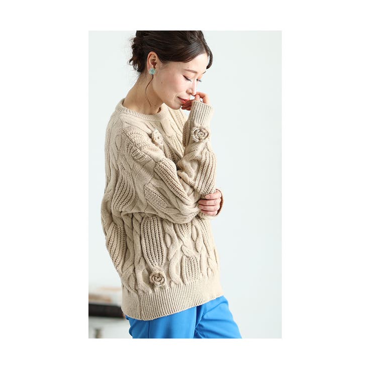 ぽこぽこ可愛いお花咲くニットトップス レディース ファッション[品番：SLMW0010104]｜Sawa a la mode（サワアラモード  ）のレディースファッション通販｜SHOPLIST（ショップリスト）